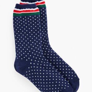 TALBOTS Dulce Stripe Dot Trouser Socks Blue White Polka Dot Woman 9-11